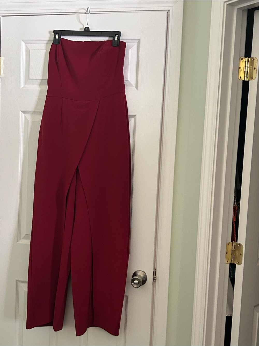 White House Black Market Strapless Burgundy Jumpsuit